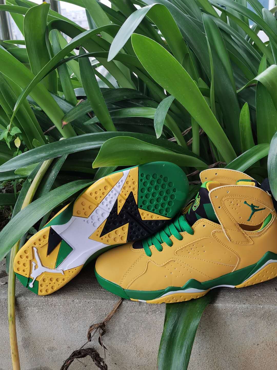 2020 Air Jordan 7 Wheat Yellow Green Shoes - Click Image to Close